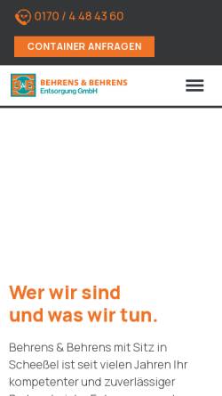 Vorschau der mobilen Webseite www.behrens-behrens.de, Behrens & Behrens Entsorgungs GmbH - Tiefbau und Entsorgung