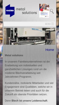 Vorschau der mobilen Webseite www.hagema.de, Hagema Maschinenbau GmbH & Co. KG