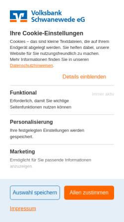 Vorschau der mobilen Webseite www.volksbank-schwanewede.de, Volksbank Schwanewede eG