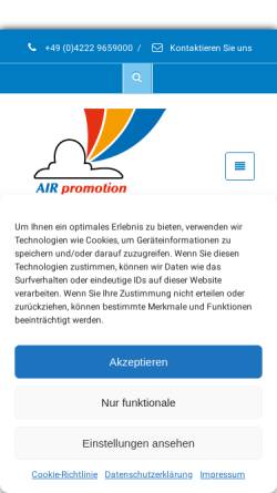 Vorschau der mobilen Webseite www.air-promotion.de, Air promotion GmbH