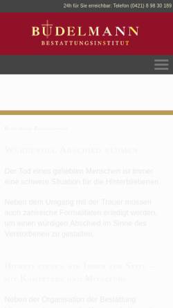 Vorschau der mobilen Webseite www.budelmann-bestattung.de, Budelmann Bestattungen