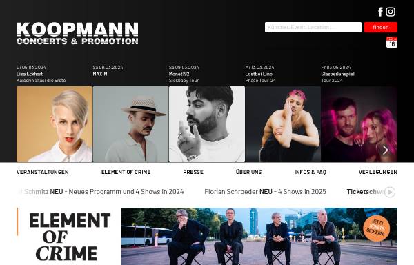 Vorschau von www.koopmann-concerts.de, KOOPMANN Concerts & Promotion GbR