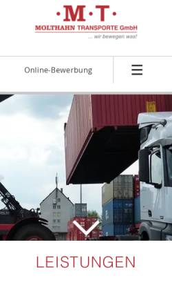 Vorschau der mobilen Webseite www.molthahn-transporte.de, Molthahn Transporte GmbH