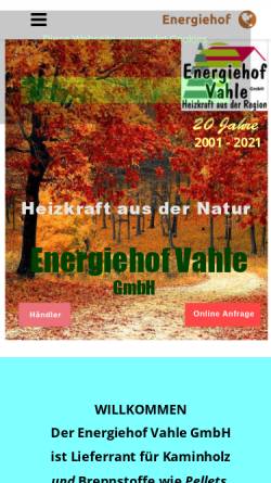 Vorschau der mobilen Webseite www.energiehof-vahle.de, Energiehof-Vahle GbR