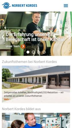 Vorschau der mobilen Webseite www.norbertkordes.de, Norbert Kordes Elektrotechnische Fabrik GmbH & Co. KG