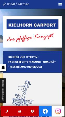 Vorschau der mobilen Webseite www.kielhorn-carport.de, Kielhorn Carport