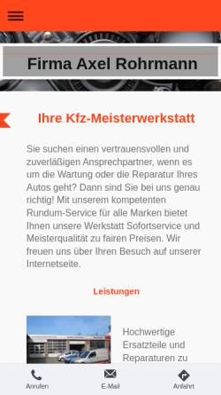 Vorschau der mobilen Webseite kfz-rohrmann.de, Axel Rohrmann