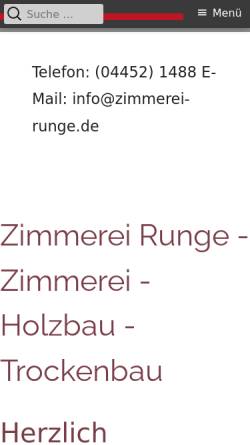 Vorschau der mobilen Webseite www.zimmerei-runge.de, Zimmereibetrieb - Erich Runge