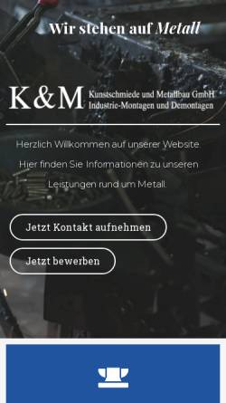 Vorschau der mobilen Webseite km-metallbau.de, Kunstschmiede und Metallbau GmbH (K&M)