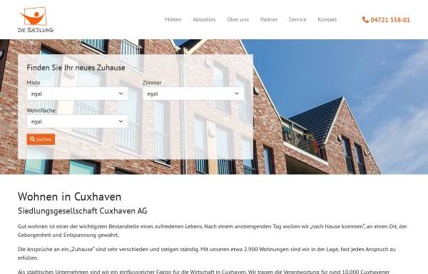 Vorschau von www.siedlung.de, Firmengruppe der Siedlungsgesellschaften Cuxhaven