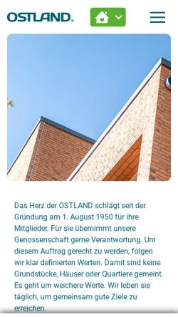 Vorschau der mobilen Webseite www.ostland-wohnen.de, Gilde Carree - Einfamilienhäuser mitten in der Stadt