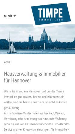 Vorschau der mobilen Webseite www.timpe-immobilien.de, Timpe Immobilien GmbH