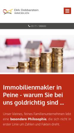 Vorschau der mobilen Webseite www.dobberstein.de, Dirk Dobberstein Immobilien