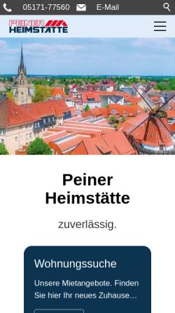 Vorschau der mobilen Webseite peinerheimstaette.de, Peiner Heimstätte