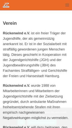 Vorschau der mobilen Webseite rueckenwind-hamburg.de, Rückenwind e.V.