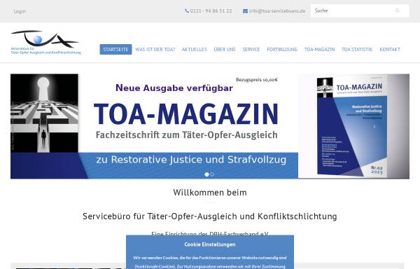 Vorschau von www.ausgleichende-gerechtigkeit.de, Servicebüro für Täter-Opfer-Ausgleich und Konfliktschlichtung