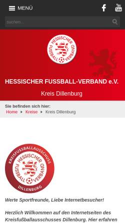 Vorschau der mobilen Webseite www.kfa-dillenburg.de, Kreisfußballausschuss Dillenburg