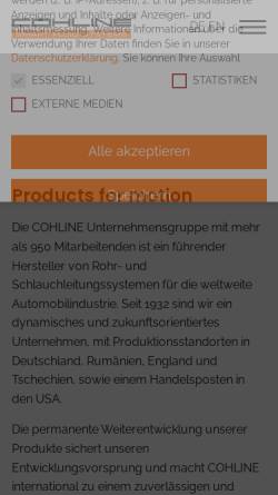 Vorschau der mobilen Webseite www.cohline.de, COHLINE GmbH