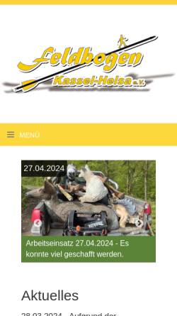 Vorschau der mobilen Webseite www.feldbogen-kassel.de, Kasseler Jägerschaft Hubertus e.V.