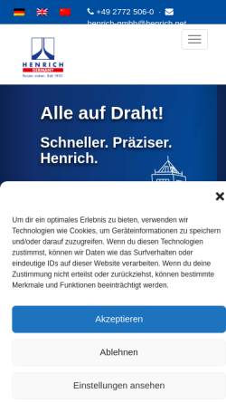 Vorschau der mobilen Webseite henrich.net, Henrich GmbH