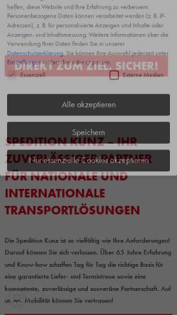 Vorschau der mobilen Webseite www.kunzsped.de, Spedition Kunz