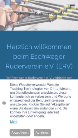 Vorschau der mobilen Webseite www.eschweger-ruderverein.de, Eschweger Ruderverein e.V.