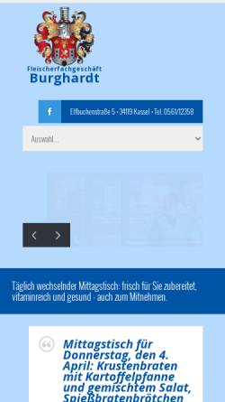 Vorschau der mobilen Webseite www.fleischerei-burghardt.de, Fleischerei und Partyservice Burghardt