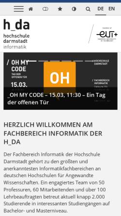 Vorschau der mobilen Webseite fbi.h-da.de, Fachbereich Informatik