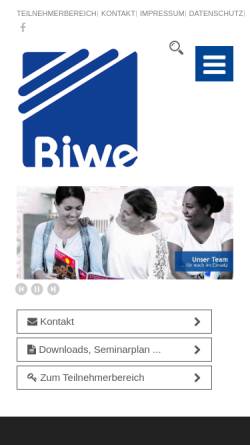 Vorschau der mobilen Webseite www.biwe-ffm.de, Bildungswerk Rhein Main e.V.