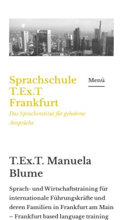 Vorschau der mobilen Webseite www.text-frankfurt.de, T.Ex.T.