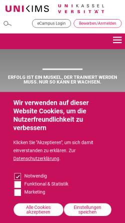 Vorschau der mobilen Webseite unikims.de, KIMS - Kassel International Management School