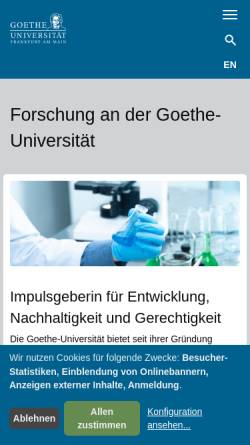 Vorschau der mobilen Webseite www.uni-frankfurt.de, Forschung Frankfurt