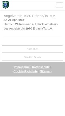 Vorschau der mobilen Webseite www.angelverein-erbach.de, Angelsportverein1980 Erbach e.V.