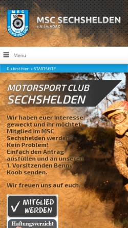 Vorschau der mobilen Webseite www.msc-sechshelden.de, MSC-Sechshelden