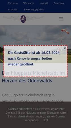 Vorschau der mobilen Webseite www.flugplatz-michelstadt.de, Aero-Club Odenwald e.V.
