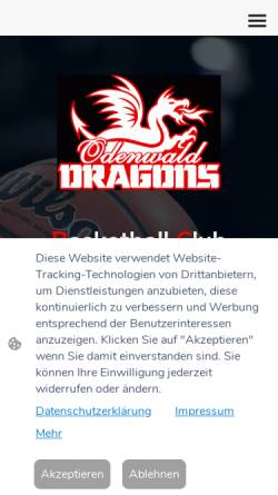 Vorschau der mobilen Webseite www.odenwalddragons.de, Basketball Club Odenwald Dragons e.V.