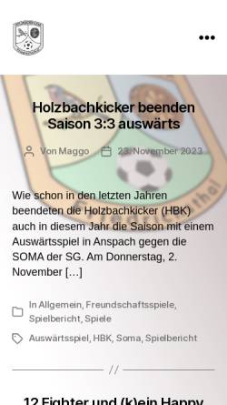 Vorschau der mobilen Webseite www.holzbachkicker.de, Holzbachkicker Friedrichsthal