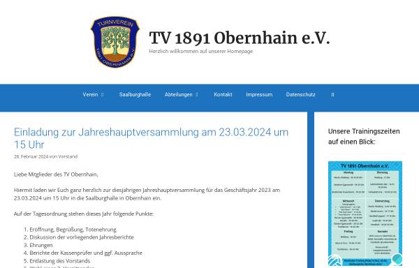 Vorschau von www.tv-obernhain.de, TV 1891 Obernhain