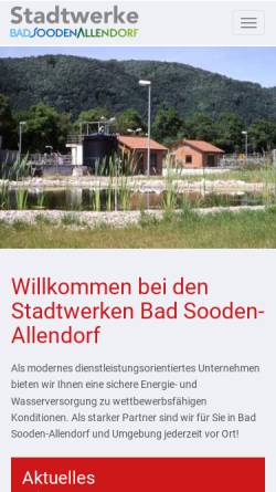 Vorschau der mobilen Webseite www.stadtwerke-bsa.de, Stadtwerke Bad Sooden-Allendorf