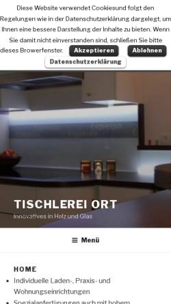 Vorschau der mobilen Webseite www.tischlerei-ort.de, Tischlermeister Andreas Ort