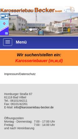 Vorschau der mobilen Webseite karosseriebau-becker.de, Karosseriebau Becker GmbH
