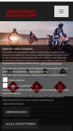 Vorschau der mobilen Webseite www.motorradhaus-buerstadt.de, Motorradhaus Bürstadt GmbH