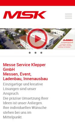 Vorschau der mobilen Webseite www.msk-klepper.de, Messe Service Klepper GmbH