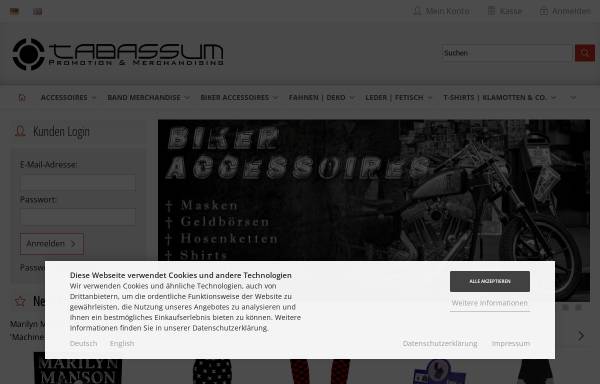 Vorschau von www.tabassum.de, Tabassum Promotion & Merchandising GmbH