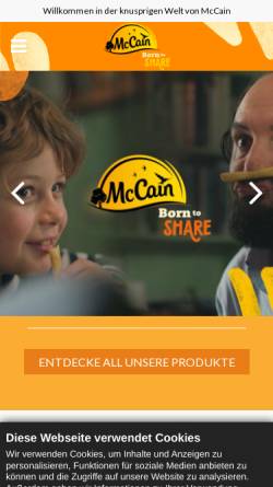 Vorschau der mobilen Webseite www.mccain.de, McCain Deutschland GmbH