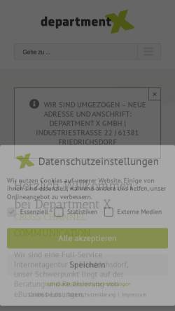 Vorschau der mobilen Webseite www.department-x.de, Department X GmbH