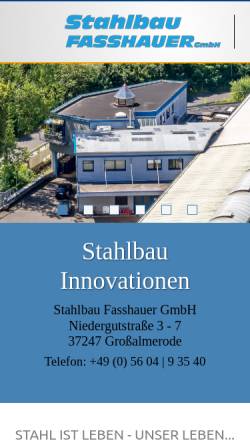 Vorschau der mobilen Webseite www.stahlbau-fasshauer.de, Stahlbau Fasshauer GmbH