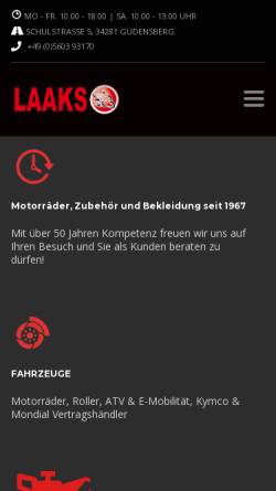 Vorschau der mobilen Webseite www.laaks.de, Laaks Motorrad GbR
