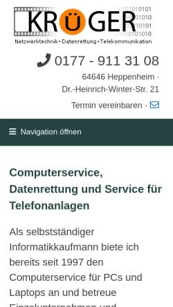 Vorschau der mobilen Webseite www.pc-krueger.de, EDV-Dienstleistungen Krüger