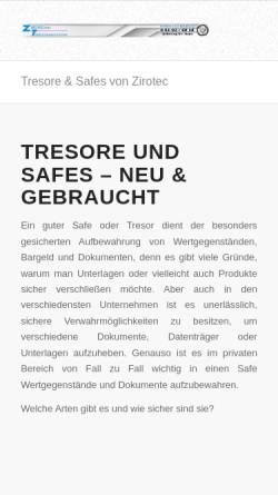 Vorschau der mobilen Webseite www.zirotec-tresore.de, Zirotec Tresore GmbH
